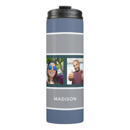 UW 4 FOTO'S EN NAAM Stripes Patroontroop Thermosbeker