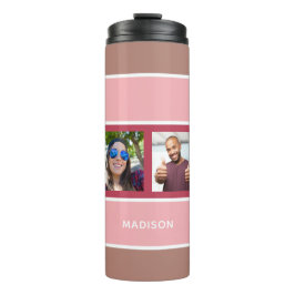 UW 4 FOTO'S EN NAAM Stripes Patroontroop Thermosbeker