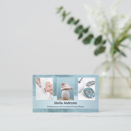 Uw 4 foto's Privé Zorgverzekering Visitekaartje (Staand voorkant)