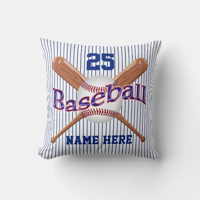 UW 4 TEKST OUDE Fashioned Stripe Baseball Pillow Kussen (Voorkant)