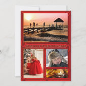 Uw 5 foto's Elegant Red Feestdagen Card Feestdagenkaart (Voorkant)