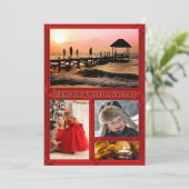 Uw 5 foto's Elegant Red Feestdagen Card Feestdagenkaart (Staand voorkant)