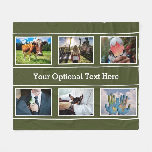 UW 6 FOTO'S & TEKST-dekens Fleece Deken (Voorkant (Horizontaal))