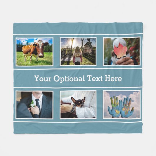 UW 6 FOTO'S & TEKST-dekens Fleece Deken (Voorkant (Horizontaal))