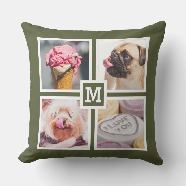 UW 8 FOTO'S EN MONOGRAM-Kussen Buitenkussen (Voorkant)