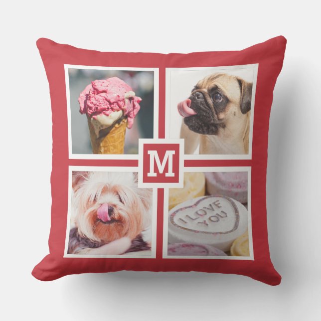 UW 8 FOTO'S EN MONOGRAM-Kussen Buitenkussen (Voorkant)