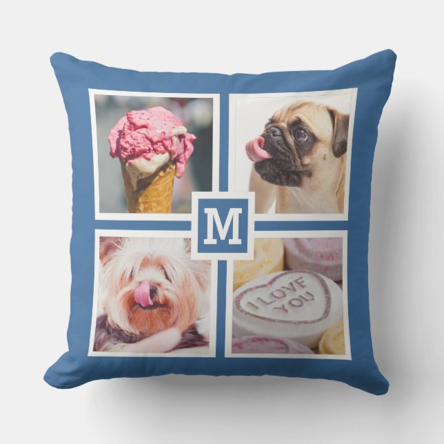 UW 8 FOTO'S EN MONOGRAM-Kussen Buitenkussen (Voorkant)