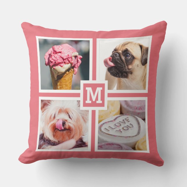 UW 8 FOTO'S EN MONOGRAM-Kussen Kussen (Voorkant)