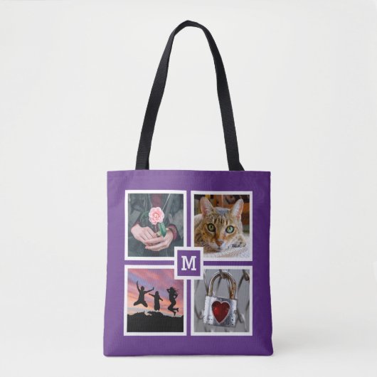 UW 8 FOTO'S EN MONOGRAM-tassen Tote Bag (Voorkant)