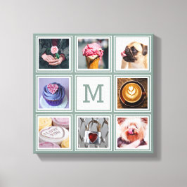 UW 8 FOTO'S, MONOGRAM EN aangepaste kleur Canvas Afdruk