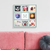 UW 8 FOTO'S, MONOGRAM EN aangepaste kleur Canvas Afdruk (Insitu (Woonkamer))