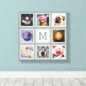 UW 8 FOTO'S, MONOGRAM EN aangepaste kleur Canvas Afdruk (Insitu (Houten vloer))