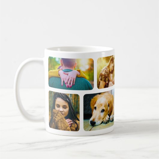 Uw 8 foto's Rond Sjabloon Mok (Links)