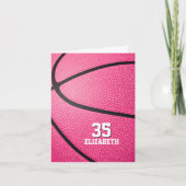 Uw aangepaste bericht Meisjes roze basketbal verja Kaart (Voorkant)