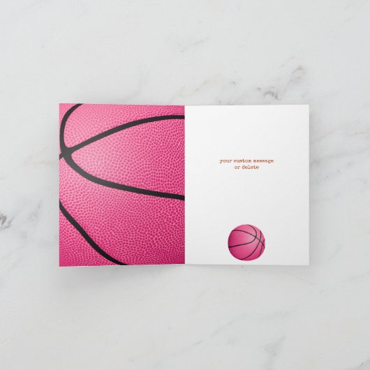 Uw aangepaste bericht Meisjes roze basketbal verja Kaart (Binnen)
