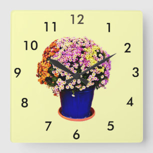 Uw aangepaste bloemen vierkante wandklok