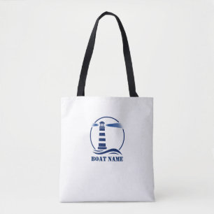 Uw aangepaste boot of naam Classic Lighthouse Tote Bag