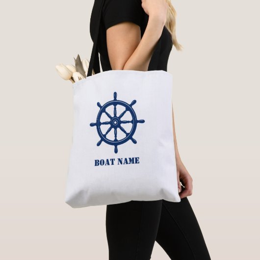 Uw aangepaste boot of naam schepen wiel helm tote bag (Dichtbij)