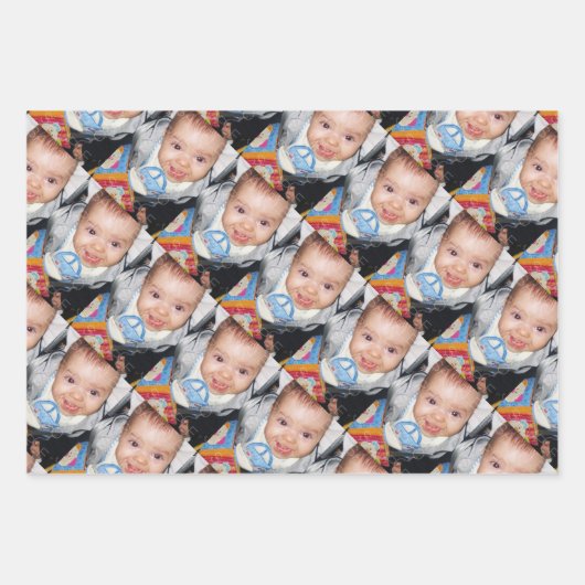 Uw Aangepaste drie fotopatroon aanpassen Inpakpapier Vel (Voorkant)