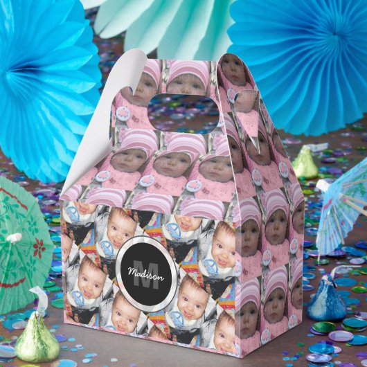 Uw aangepaste drie fotopatroon Monogram aanpassen Bedankdoosjes (Feest)