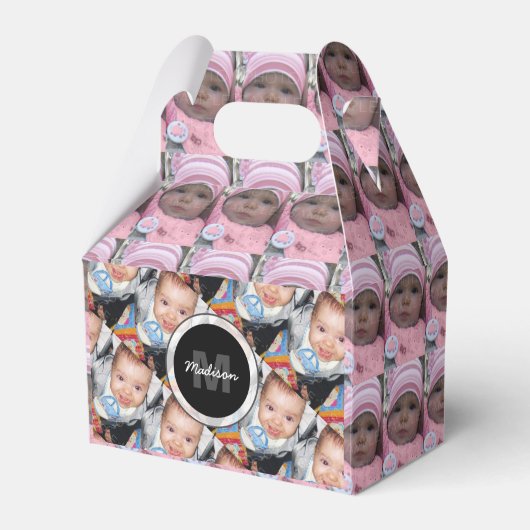 Uw aangepaste drie fotopatroon Monogram aanpassen Bedankdoosjes (Voorkant Zijde)