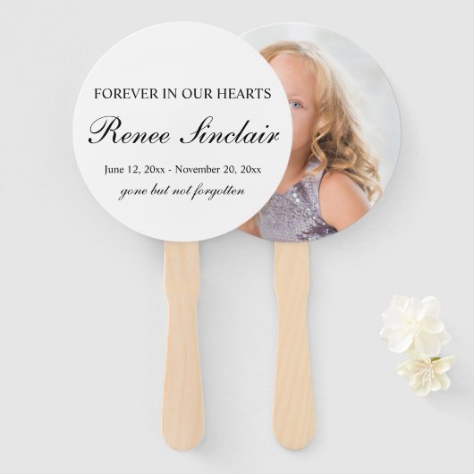 Uw aangepaste eenvoudige uitvaart handwaaier (Voorkant en achterkant)