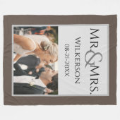 Uw aangepaste foto en bericht op bruin en grijs fleece deken (Voorkant (Horizontaal))