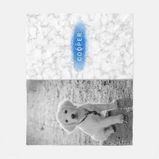 Uw aangepaste foto- en faux-marmertextuur met blau fleece deken (Voorkant)