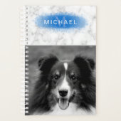 Uw aangepaste foto- en faux-marmertextuur met blau planner (Voorkant)