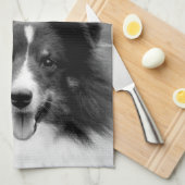 Uw aangepaste foto- en faux-marmertextuur met blau theedoek (Quarter Fold)