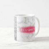 Uw aangepaste foto- en faux-marmertextuur met roze koffiemok (Voorkant rechts)