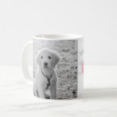 Uw aangepaste foto- en faux-marmertextuur met roze koffiemok (Voorkant links)