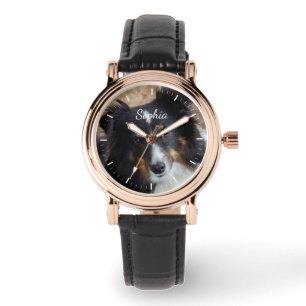 Uw aangepaste foto en tekst & elke kleur klok wijz horloge