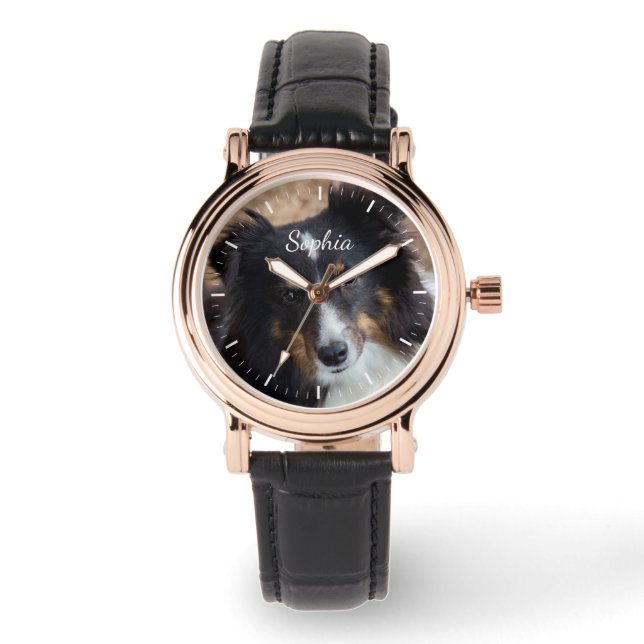 Uw aangepaste foto en tekst en elke kleurenklok horloge (Voorkant)