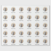 Uw aangepaste foto in ronde Lijst Sjabloon en teks Cadeaupapier (Vlak)