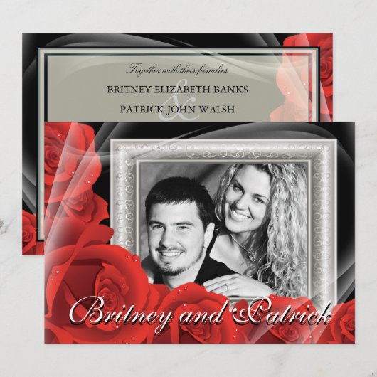 Uw aangepaste foto Rood Roozenweddenschap Kaart (Voorkant / Achterkant)