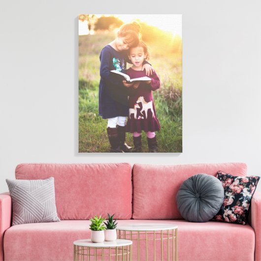 Uw aangepaste fotoportret verpakte canvas muurkuns (Insitu (Woonkamer))