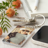 Uw aangepaste foto's dubbelzijdige rechthoek sleutelhanger (Voorkant Rechts)