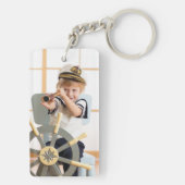 Uw aangepaste foto's dubbelzijdige rechthoek sleutelhanger (achterkant)