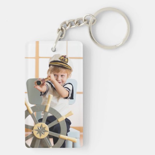 Uw aangepaste foto's dubbelzijdige rechthoek sleutelhanger (achterkant)