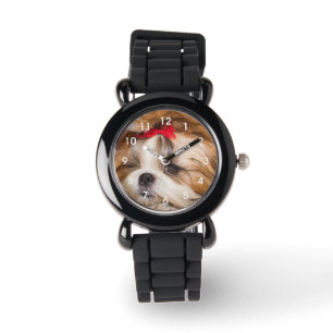 Uw aangepaste hond puppy foto met klok gezicht horloge