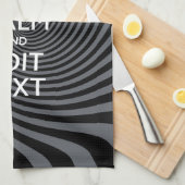 Uw aangepaste kalm Gezegde op zwarte rand Theedoek (Quarter Fold)