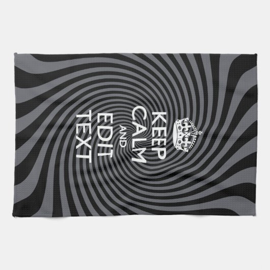 Uw aangepaste kalm Gezegde op zwarte rand Theedoek (Horizontaal)