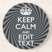 Uw aangepaste kalm Gezegde op zwarte rand Zandsteen Onderzetter (Voorkant)