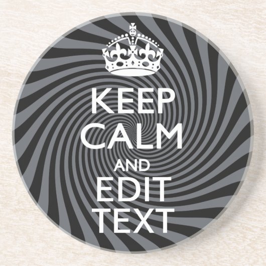 Uw aangepaste kalm Gezegde op zwarte rand Zandsteen Onderzetter (Voorkant)