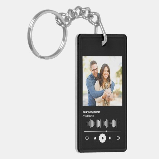 Uw aangepaste liedcode paar foto muziek speler sleutelhanger (Voorkant Links)