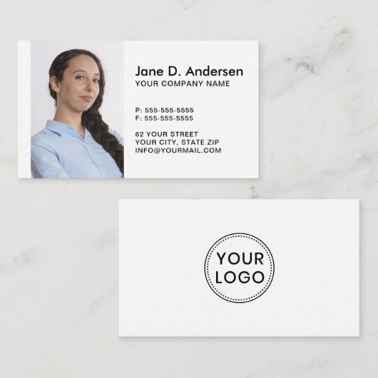 Uw aangepaste logo en moderne fotoprofessional visitekaartje (Voorkant / Achterkant)