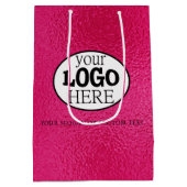 Uw aangepaste Logo en tekst op Hot Pink Medium Cadeauzakje (Achterkant)