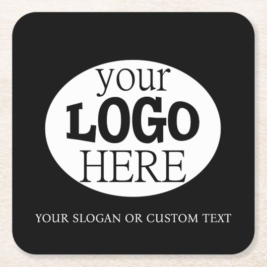 Uw aangepaste Logo en tekst op zwart Kartonnen Onderzetters (Voorkant)