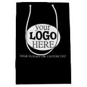 Uw aangepaste logo en tekst op zwart medium cadeauzakje (Voorkant)